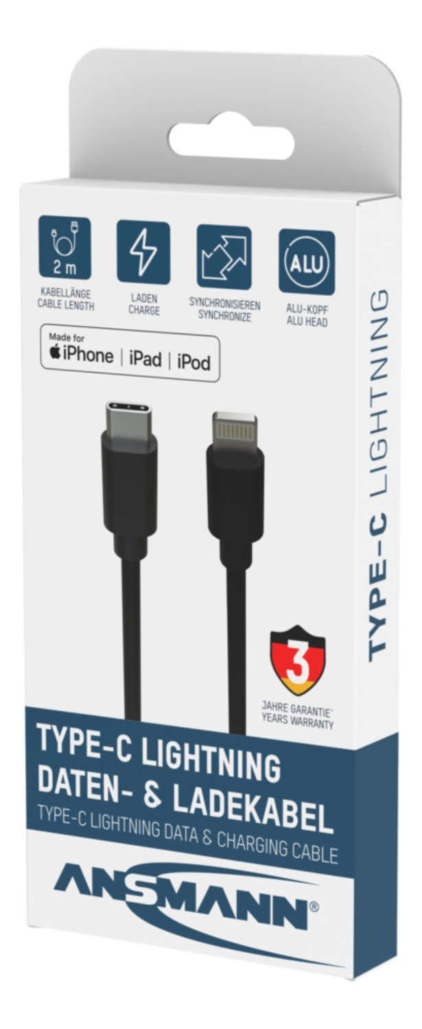 EAN 4013674152445 - Ansmann 1700-0107 cable de conector Lightning 2 m Negro imagen 2