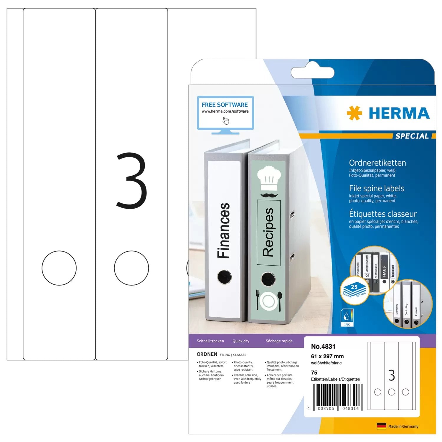EAN 4008705048316 - HERMA 4831 etiqueta de impresora Blanco Etiqueta para impresora autoadhesiva imagen 1