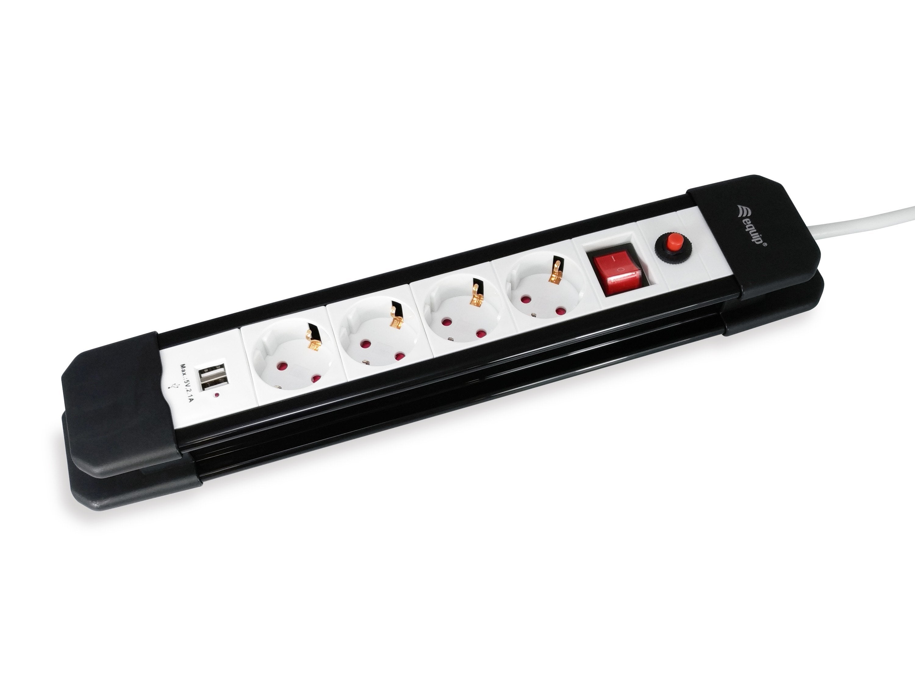 Equip Regleta Con 4 Tomas Cable De Red De 1.5 Metros + 2 Puertos Usb Y Boton De Apagado Encendido