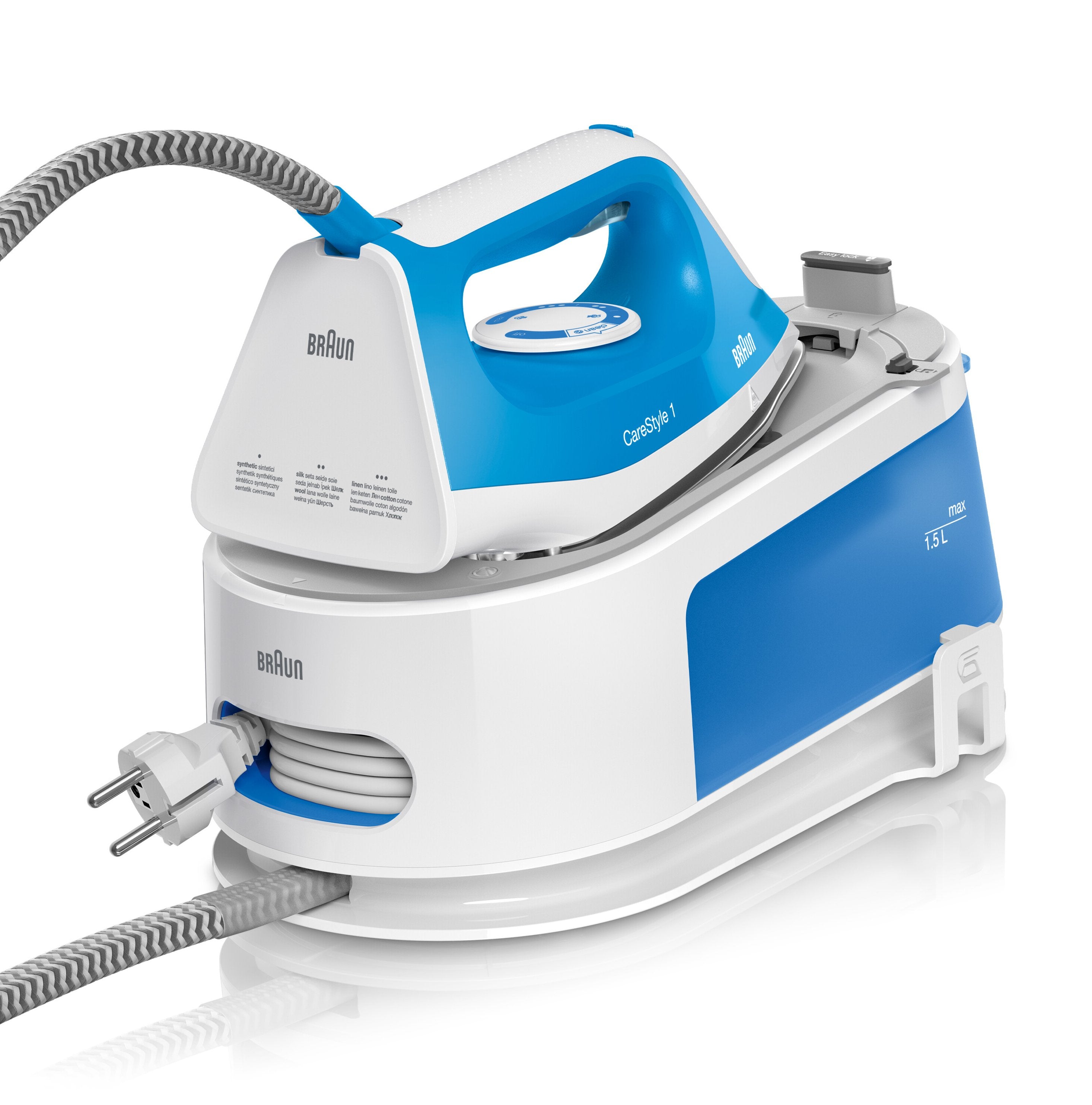 Centro De Planchado 2400w 5,5 Bar Braun Is1012bl Vapor Continuo 110 G/Min Suela Cerámica (Ref.0128802000) Azul, Blanco