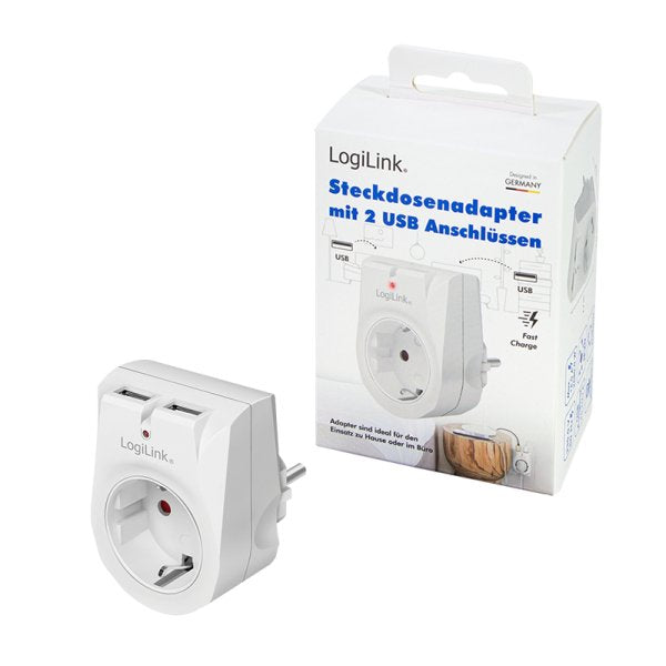 Adaptador De Enchufe Logilink 1x Cee 7/3 + 2x Usb-A