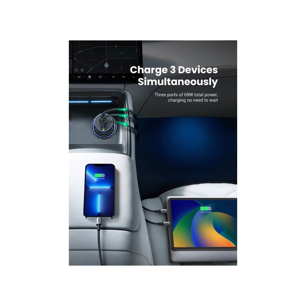 EAN 6941876230242 - Ugreen 75W 3-Port Fast Car Charg gray Ordenador portátil, Teléfono móvil, Reloj inteligente, Tableta, Tel imagen 3