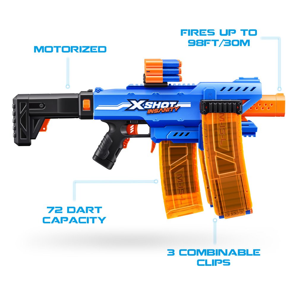 Zuru Xshot - Insanity Clip Blaster Motorisiert Mit Darts 36786