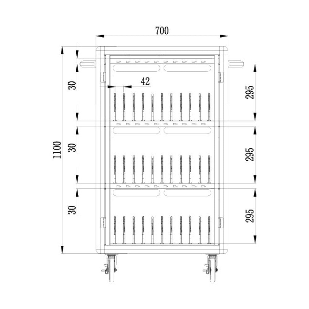 Techly I-Cabinet-30duty Carrito Y Armario De Dispositivo Portátil Carro De Gestión Y Carga Para Dispositivos Portátiles Blanco, Azul