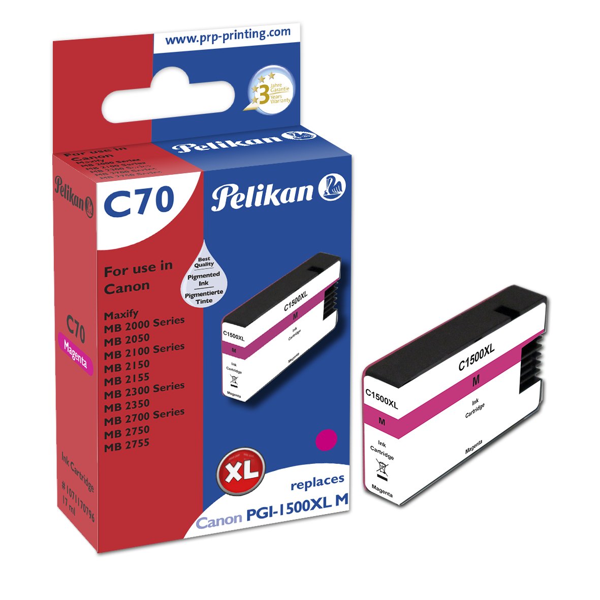 Tinta Pelikan Canon C70 Pgi1500xl Ma Magenta Compatible