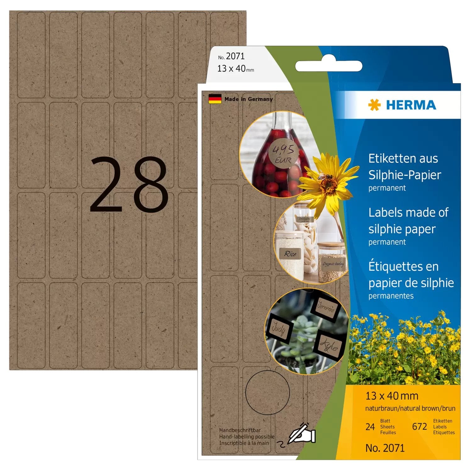 EAN 4008705020718 - HERMA 2071 etiqueta autoadhesiva Rectángulo redondeado Permanente Marrón 672 pieza(s) imagen 1