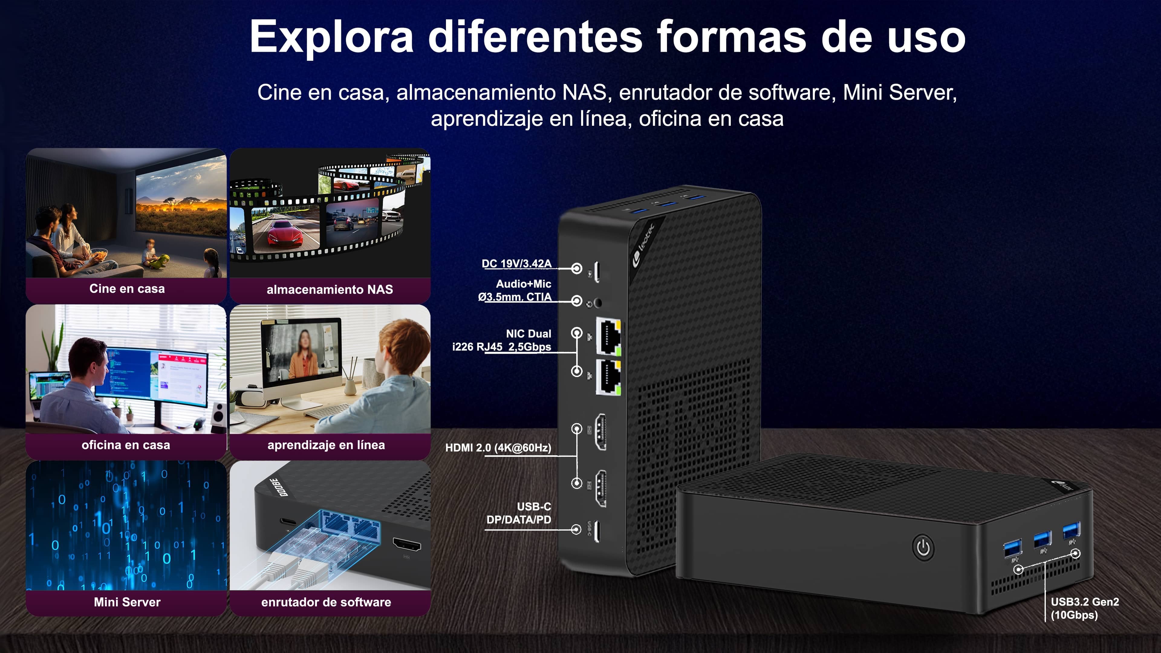 EAN 8436588883667 - Leotec LEMPC23 PC/estación de trabajo barebone Cubo Negro N150 3,6 GHz imagen 4