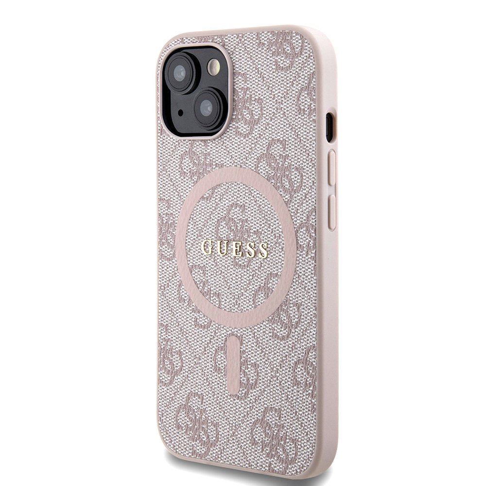 Guess 4g Collection Leather Metal Logo Magsafe - Etui Iphone 15 / 14 / 13 (Rózowy)