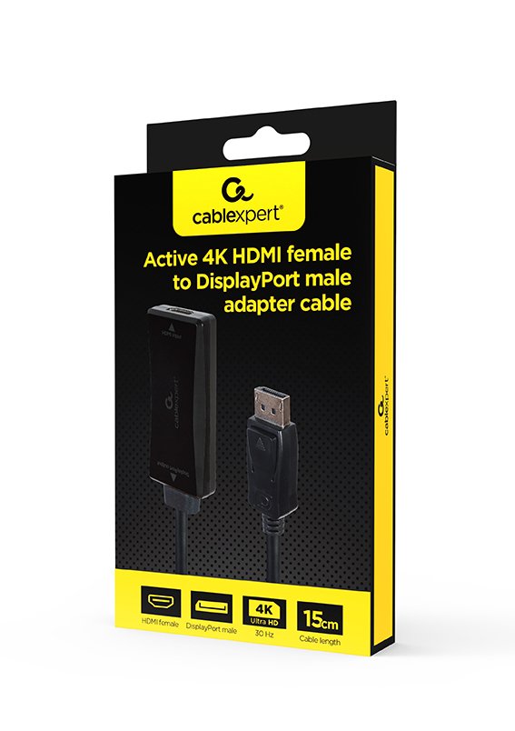 EAN 8716309127554 - Gembird A-HDMIF30-DPM-01 adaptador de cable de vídeo 0,15 m HDMI tipo A (Estándar) DisplayPort Negro imagen 3