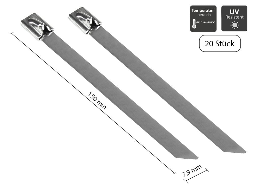 Good Connections Edelstahl-Cablebinder 150mmx7,9mm 20 St.