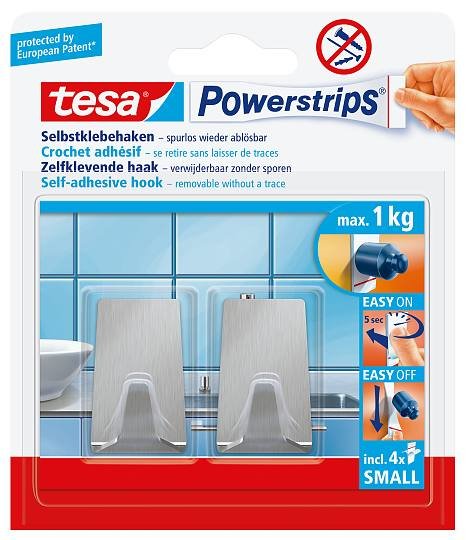 Gancho Powerstrips Pequeño Metal, Rectangular Tesa 1 Kg