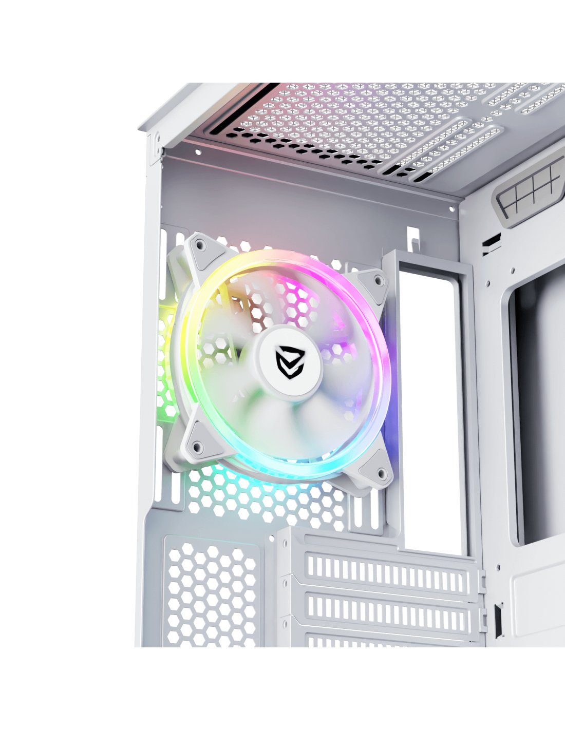Nfortec Caja Gaming Cristal Templado Draco X White. Usb 3.2 A-Rgb. Blanco