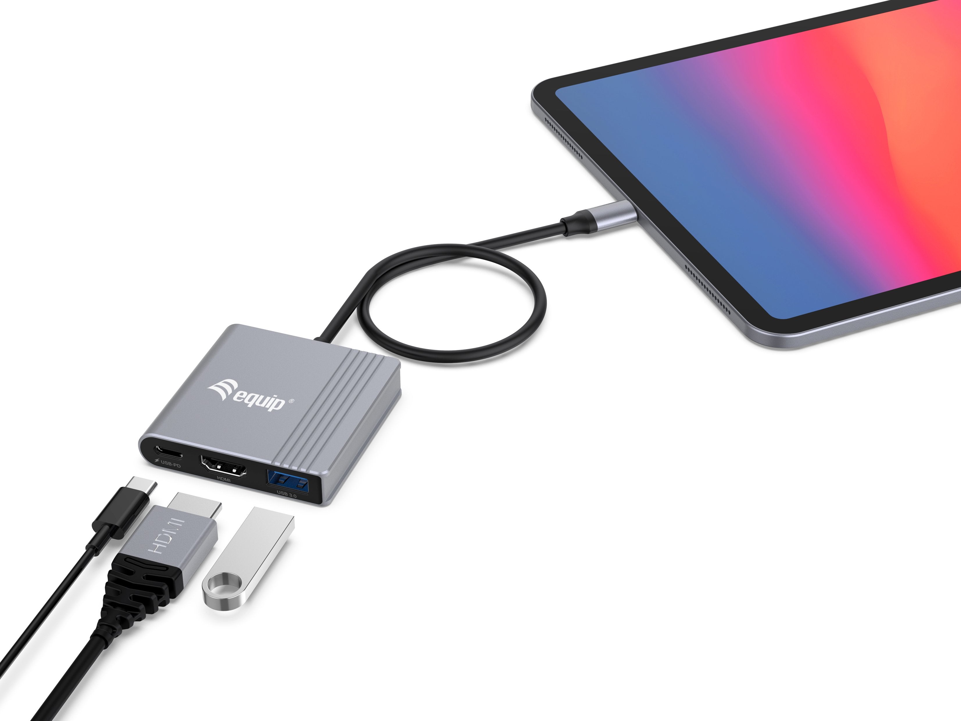 Equip Dock Usb-C->Hdmi,Usb3.0,100wpd 4k60hz 0.15m Gr