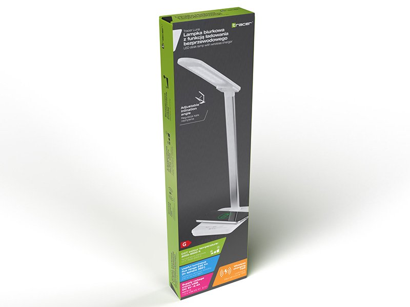 Lámpara De Escritorio Led Tracer Luna Con Cargador Inalámbrico 10w
