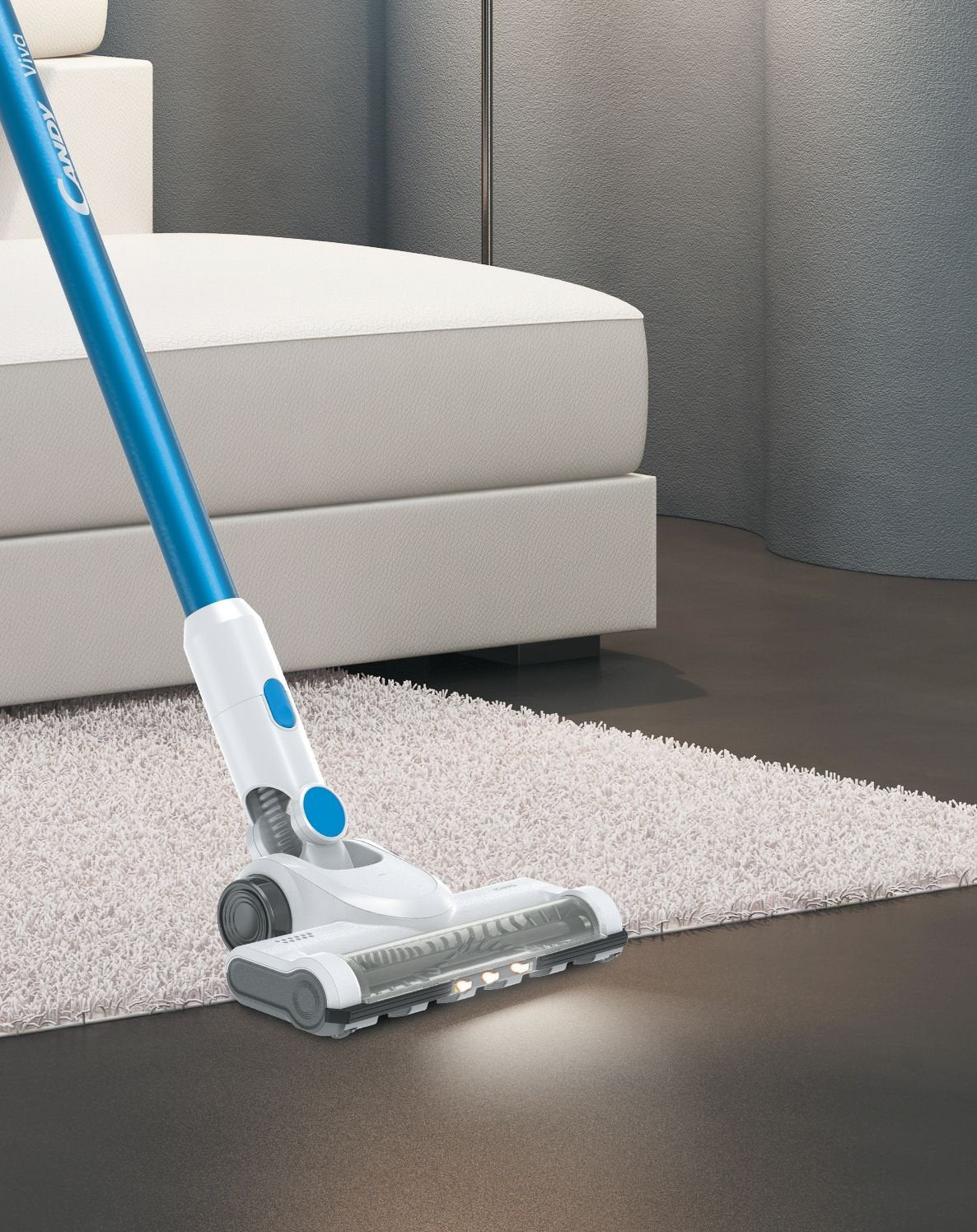 Candy Scopa Elettrica Cviva20 Ricaricabile Bianco/Blu