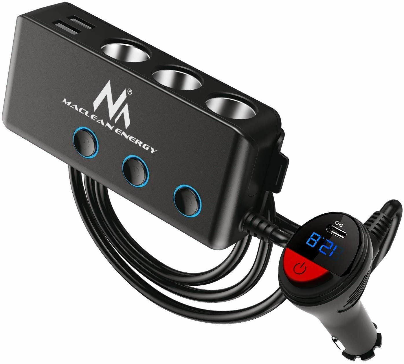 EAN 5902211110972 - Maclean MCE218 cargador de dispositivo móvil Smartphone, Tableta Negro Encendedor de cigarrillos Carga rá imagen 2