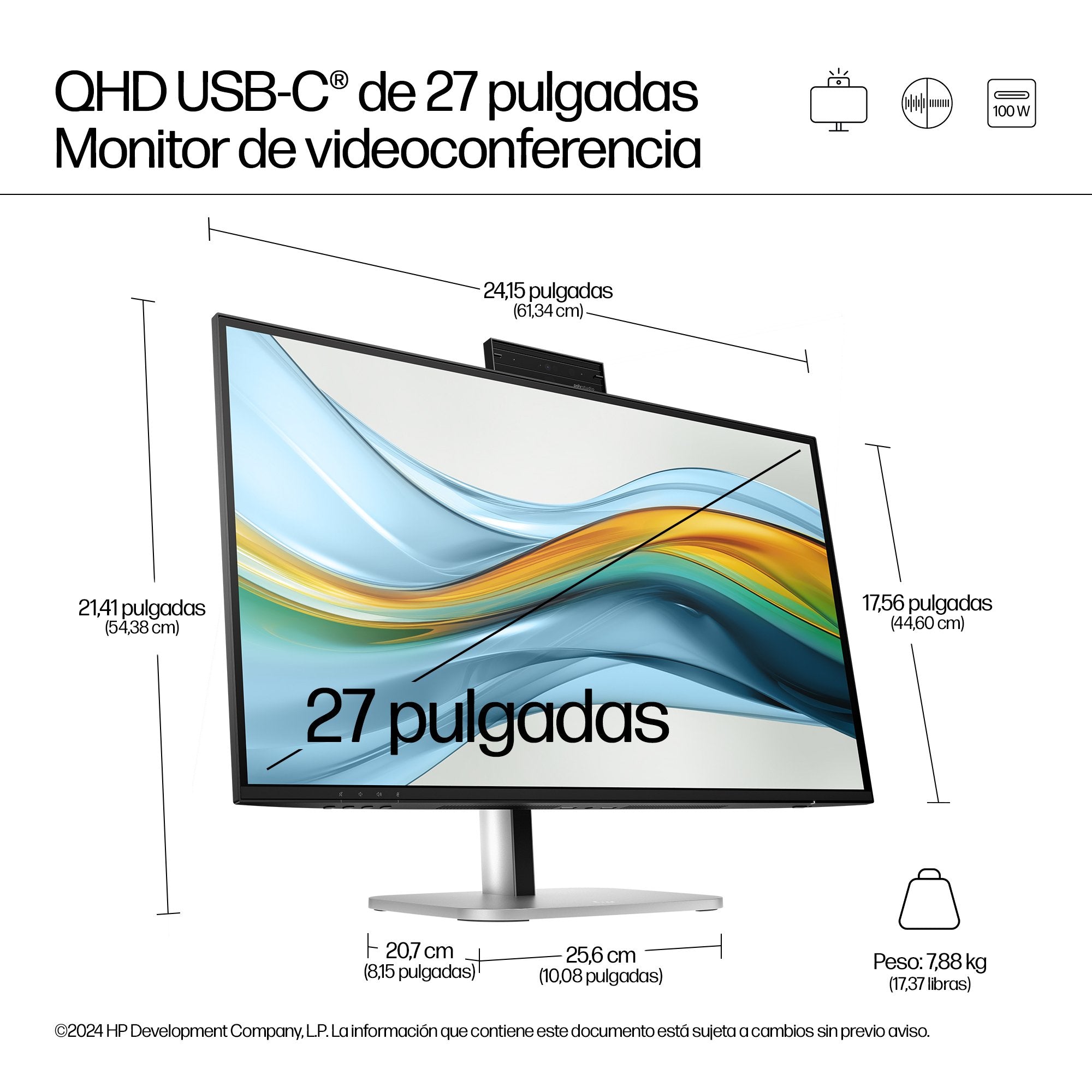 EAN 5715063749555 - HP Series 5 Pro 27 inch QHD USB-C Conferencing Monitor - 527pm pantalla para PC 68,6 cm (27") 2560 x 1440 imagen 5