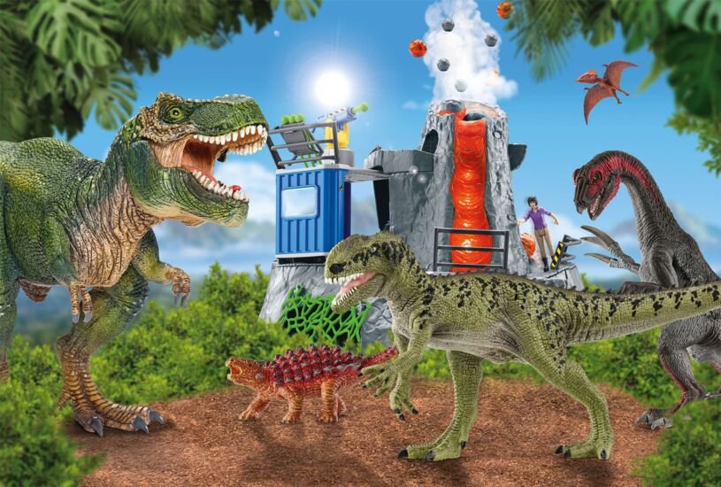 Juegos Schmidt Schleich: Dinosaurios - Dinosaurios Del Período Prehistórico, Rompecabezas 100 Partes, Incluida La Mini Figura De Schleich Saichania 56462