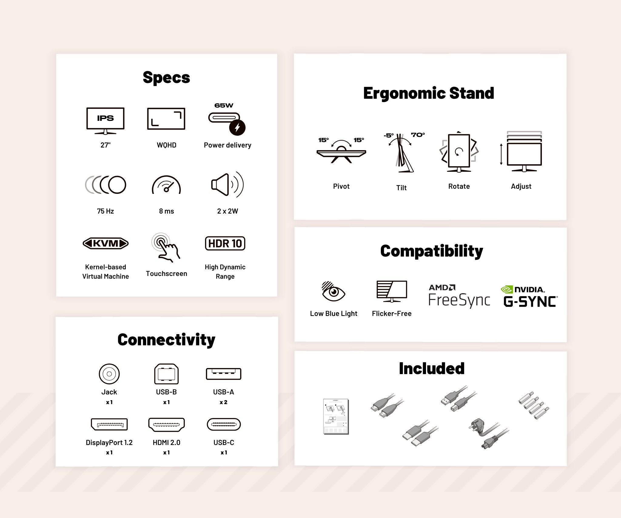EAN 4589511167748 - JAPANNEXT JN-IPS27WQHDR-C65W-FLD-T pantalla para PC 68,6 cm (27") 2560 x 1440 Pixeles Wide Quad HD LCD Pa imagen 13