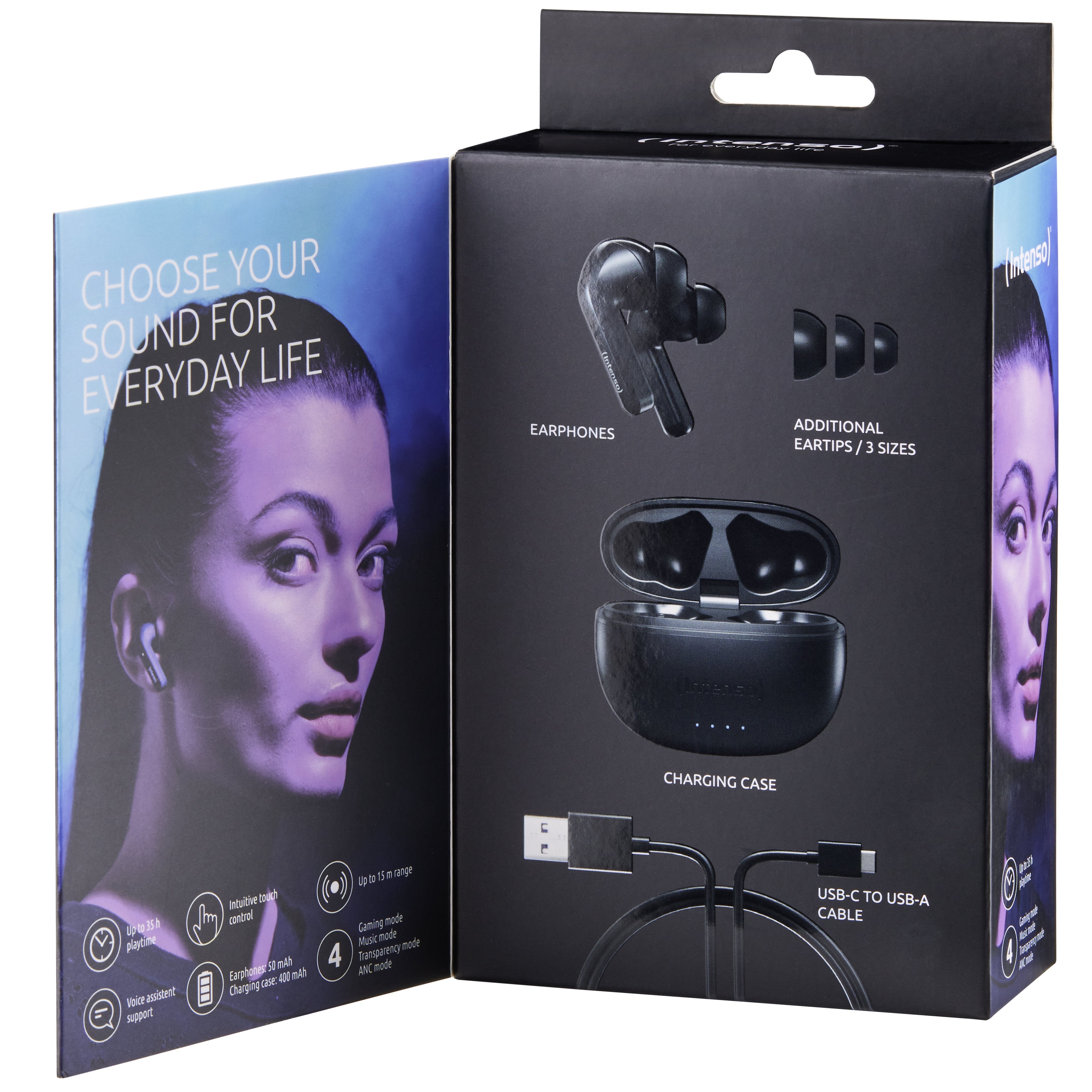 EAN 4034303032990 - Intenso Black Buds T300A Auriculares True Wireless Stereo (TWS) Dentro de oído Llamadas/Música/Deporte/Us imagen 3