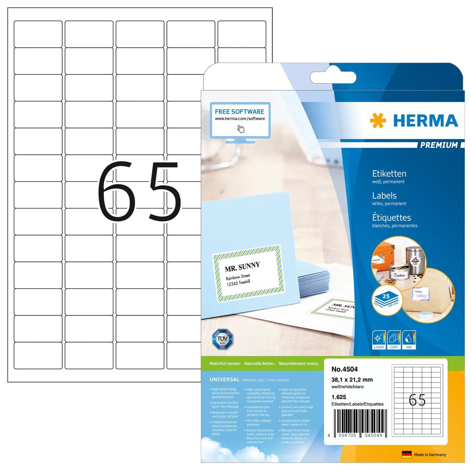EAN 4008705045049 - HERMA 4504 etiqueta para dirección Blanco imagen 1