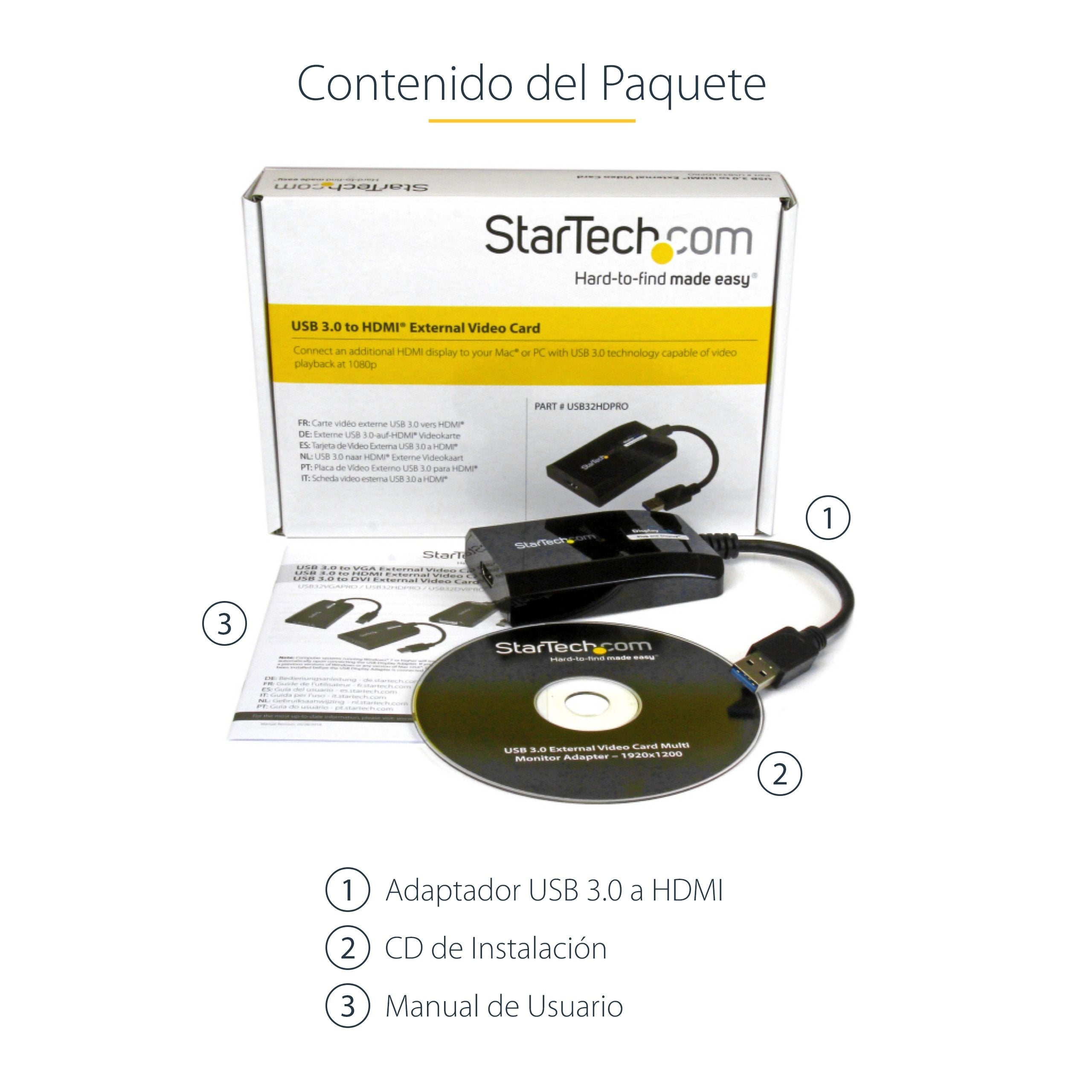 EAN 0065030857505 - StarTech.com USB32HDPRO Adaptador gráfico USB 1920 x 1200 Pixeles Negro imagen 11