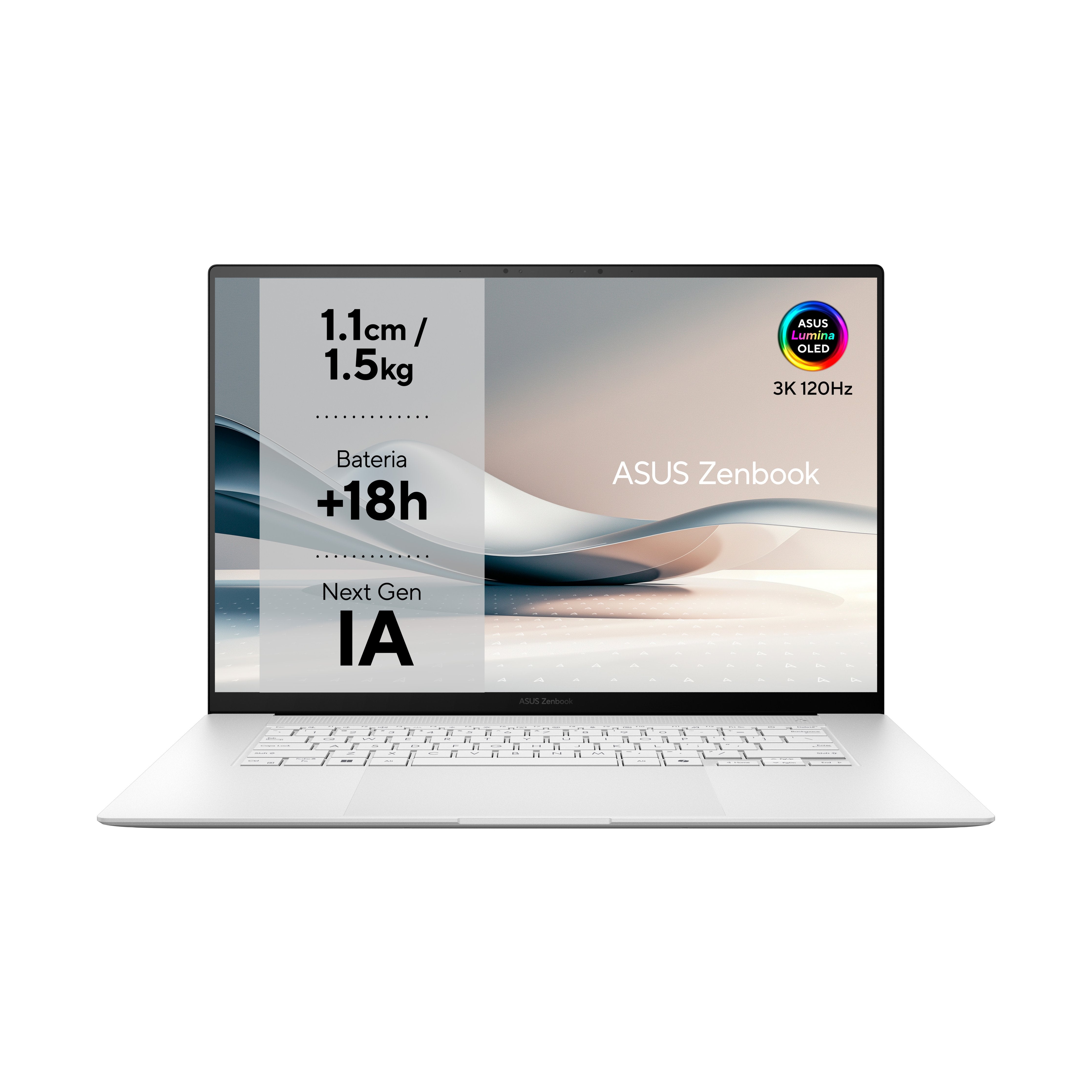 Asus Zenbook S 16 Oled Um5606wa-Rk351w - Ordenador Portátil 16" Wqxga+ 120hz (Amd Ryzen Ai 9 Hx 370, 32gb Ram, 1tb Ssd, Radeon 890m, Windows 11 Home) Blanco Escandinavi - Teclado Qwerty Español