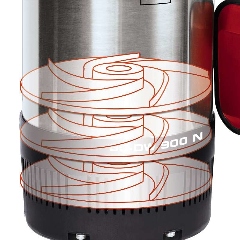Bomba Einhell Gc-Dw 900 N Sumergible 7 M, Bombas Presión E Inmersión Rojo/Plateado, Rojo, Acero Inoxidable, 7 M, 32 M, 230 V, 50 Hz