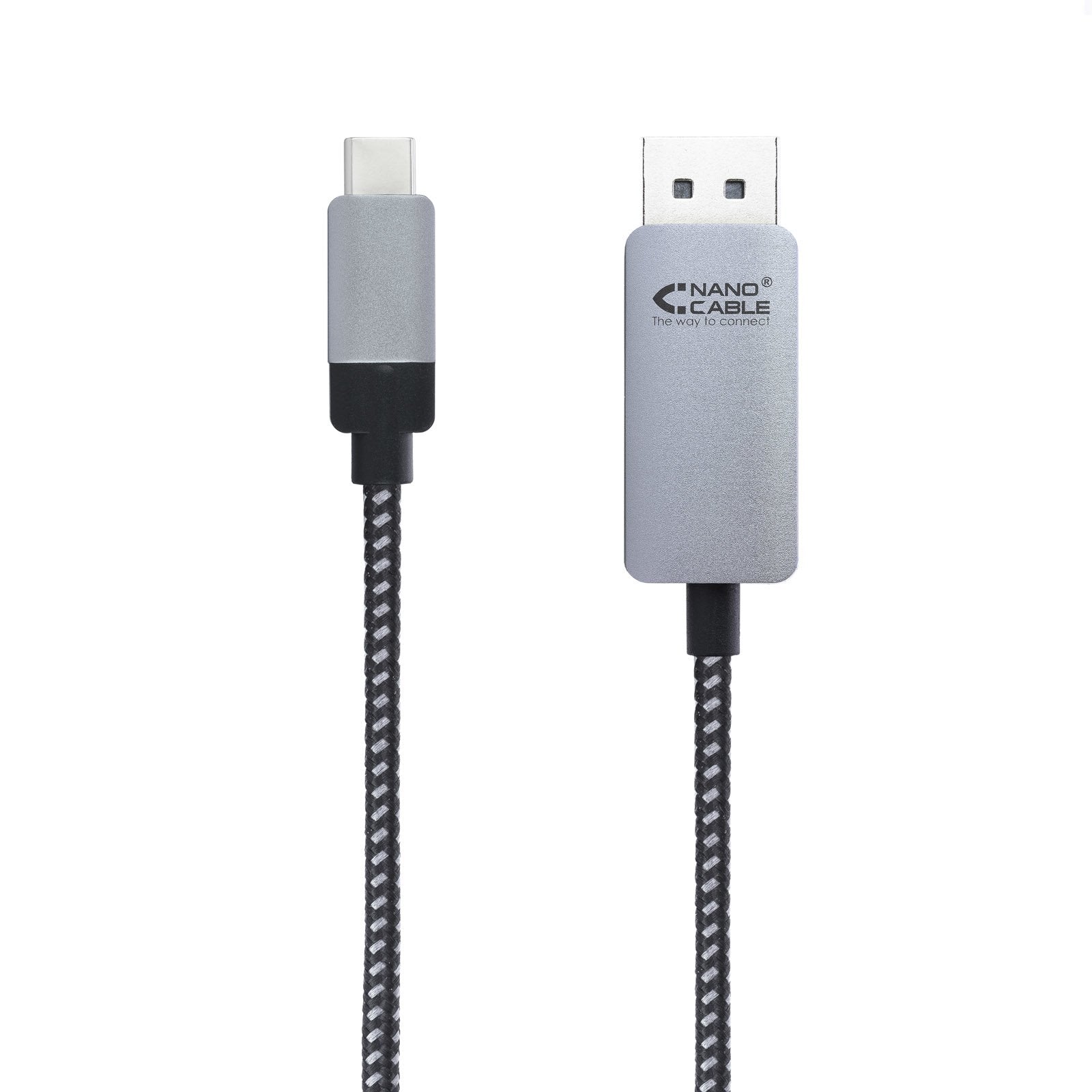 EAN 8433281009882 - Nanocable 10.15.5002 adaptador de cable de vídeo 1,8 m USB Tipo C DisplayPort Aluminio, Negro imagen 2