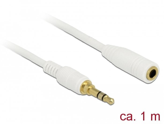 Delock Klinkenverlängerungscable 3,5 Mm 3 Pin Stecker Zu Buchse 1 M Weiss