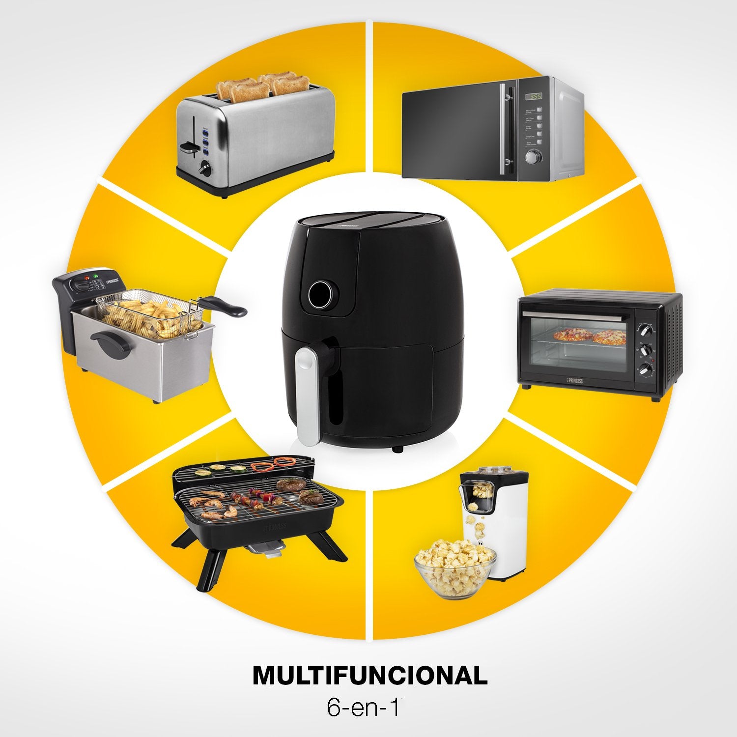 EAN 8713016076182 - Princess 182025 Sencillo 4,5 L Independiente 1500 W Freidora de aire caliente Negro imagen 51