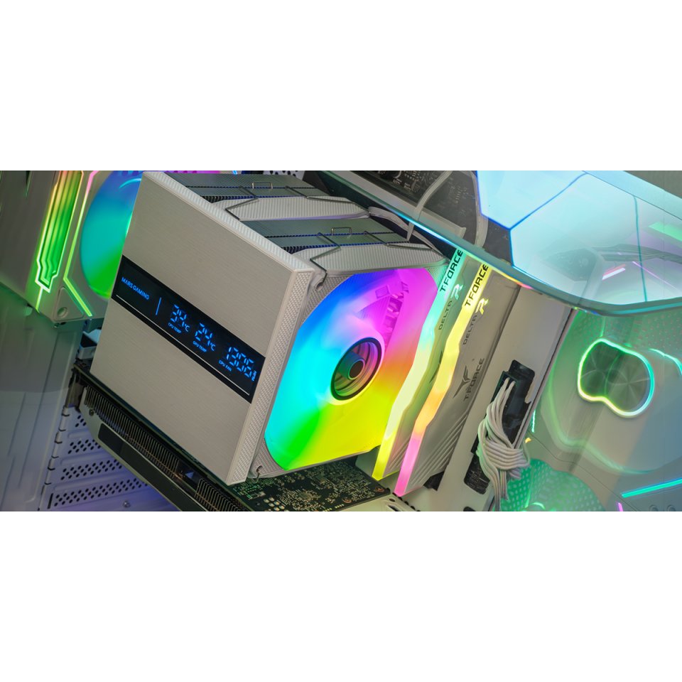 Refrigeración Cpu A-Rgb Mcpu-Lcd Pro Blanco Mars Gaming Lcd / 120 Mm Argb / 6 Heatpipes / Tdp 300w / Intel & Amd