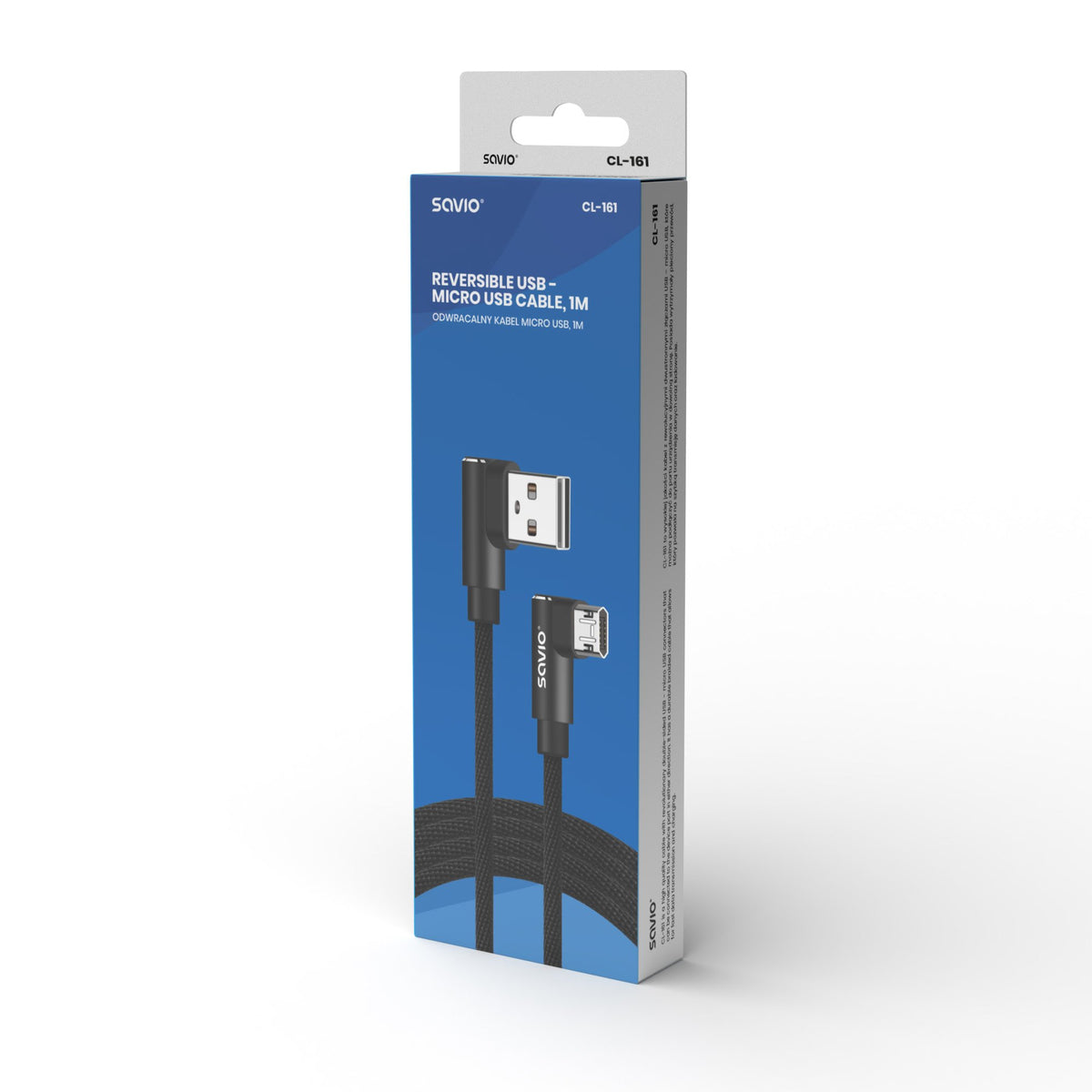 EAN 5901986047162 - Savio CL-161 dwustronny kabel USB- micro USB, 1m, ktowy, oplot cable USB USB 2.0 USB A Micro-USB A 0,48 G imagen 3