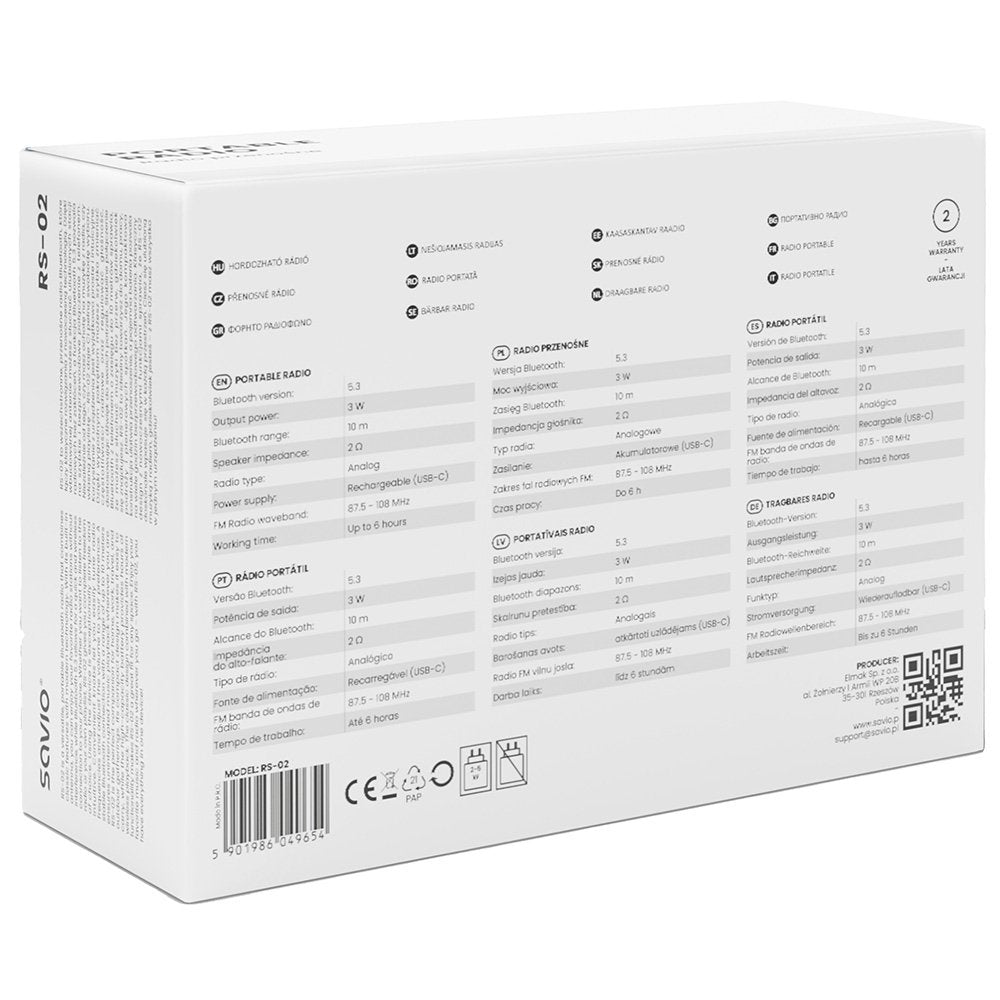 EAN 5901986049654 - Savio RS-02 radio Portátil Analógica Blanco imagen 7