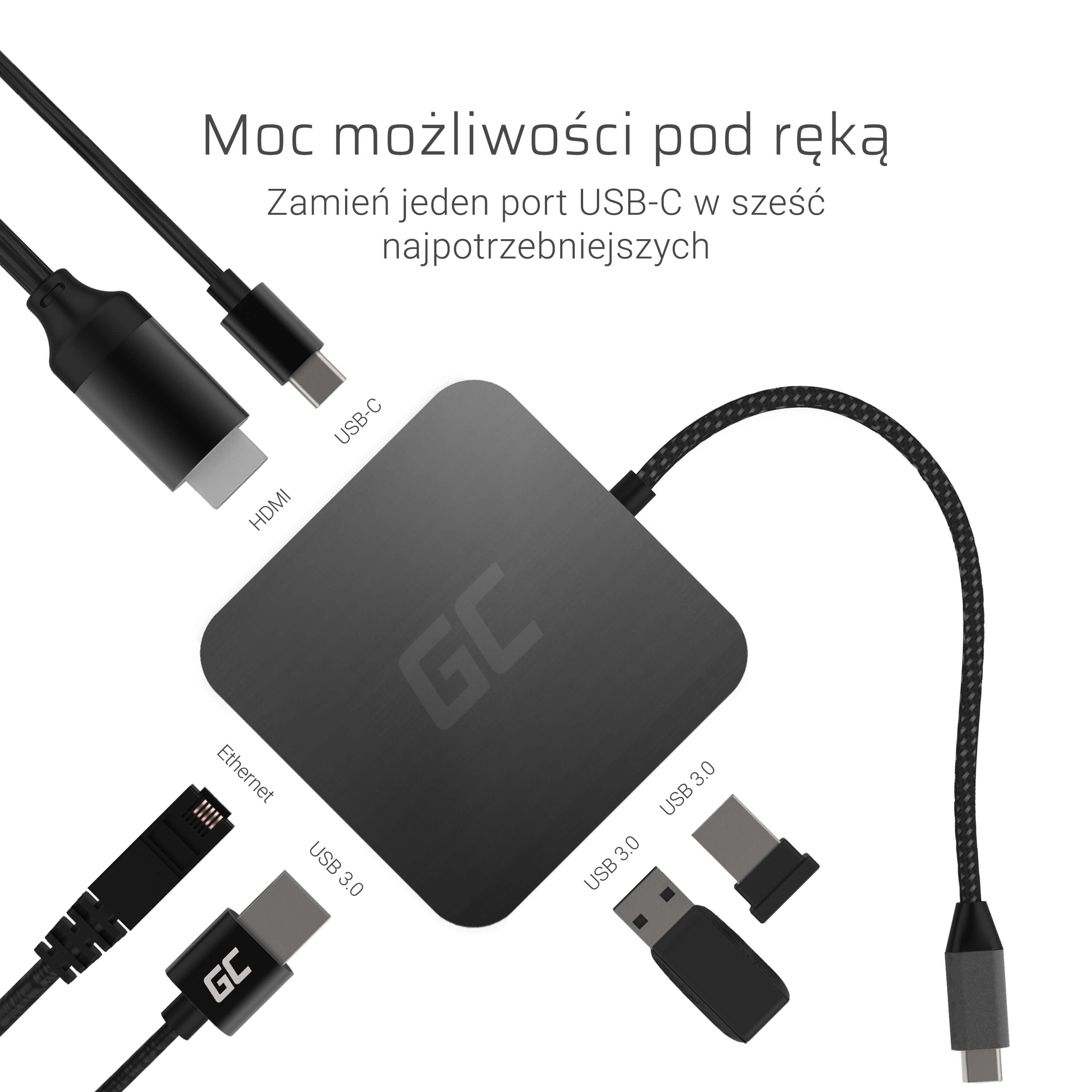 EAN 5903317224587 - Green Cell AK61 base para portátil y replicador de puertos USB 3.2 Gen 1 (3.1 Gen 1) Type-C Plata imagen 2