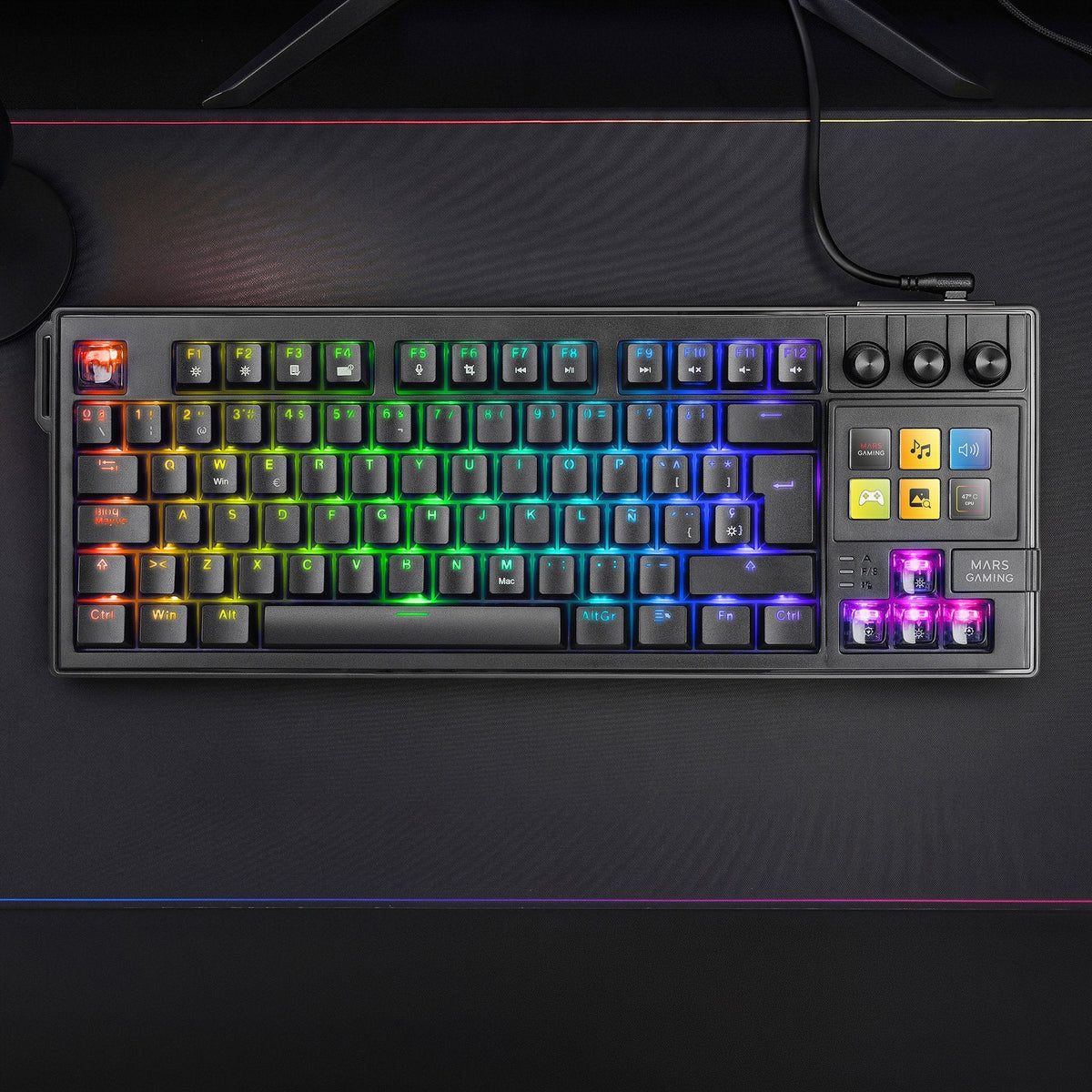 Teclado Gaming Mecánico Mars Gaming Mk-Master Switch Rojo Negro Incluye Smartdeck