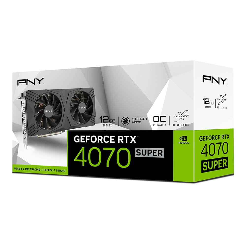 Vga Pny Geforce Rtx 4070 Super 12gb Gddr6x Verto 3xdp 1.4a Hdmi 2.1 Overclockeada Doble Ventilador Dlss 3