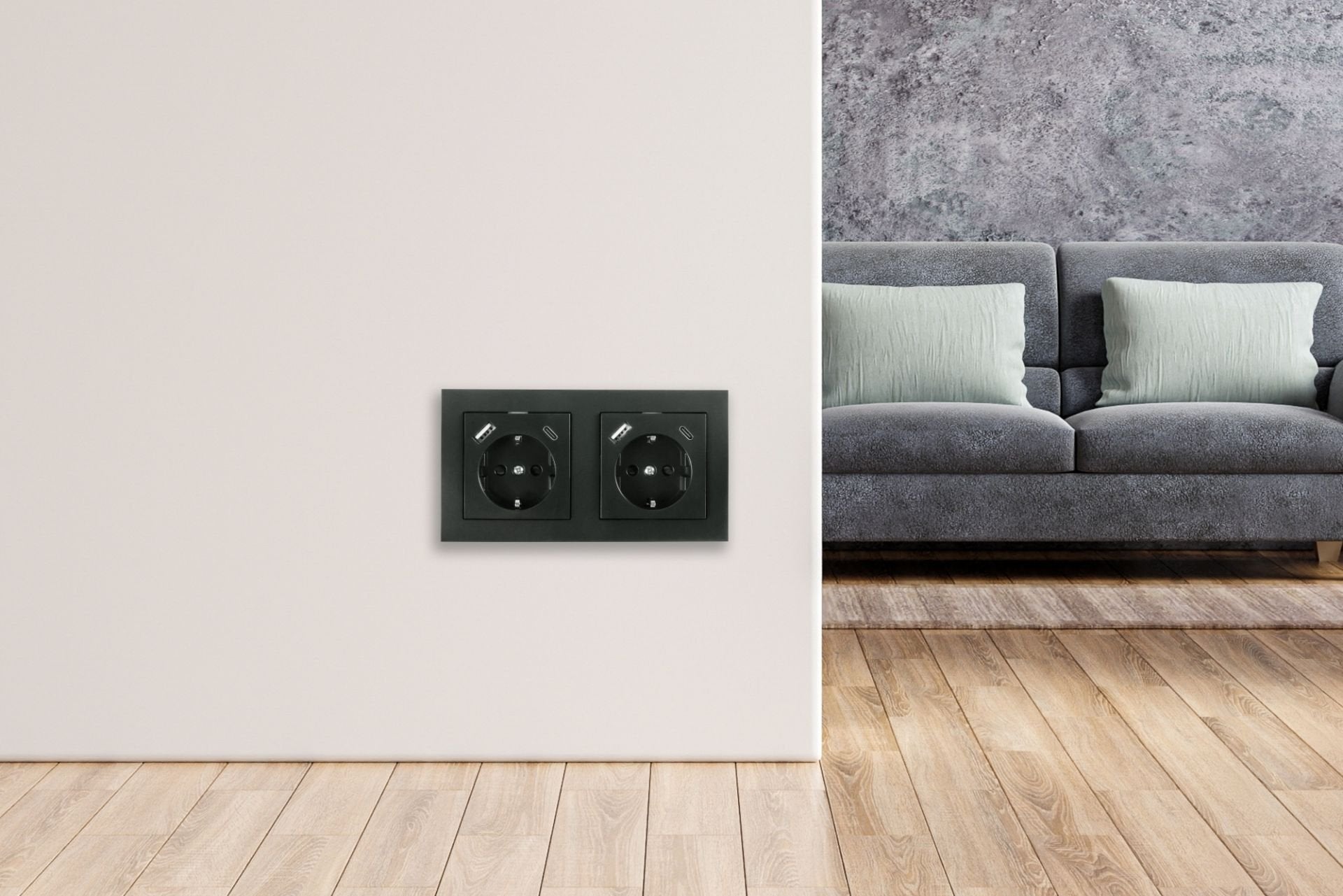 EAN 4066857001986 - Kabelmeister SE01-2A toma de corriente CEE 7/3 + USB Antracita imagen 5