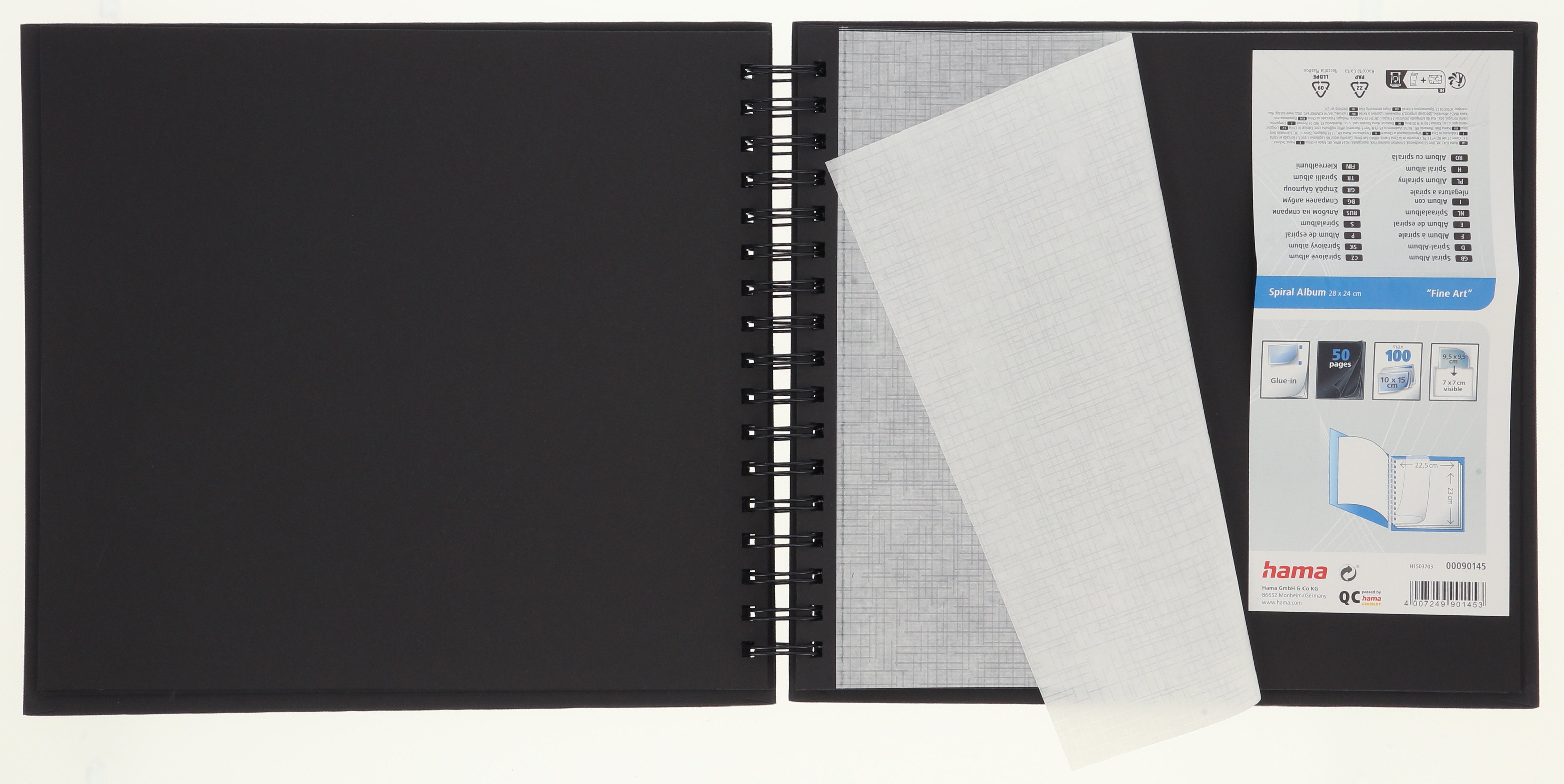 Hama Fine Art Spiral Negro 28x24 50 Paginas Negras 90145