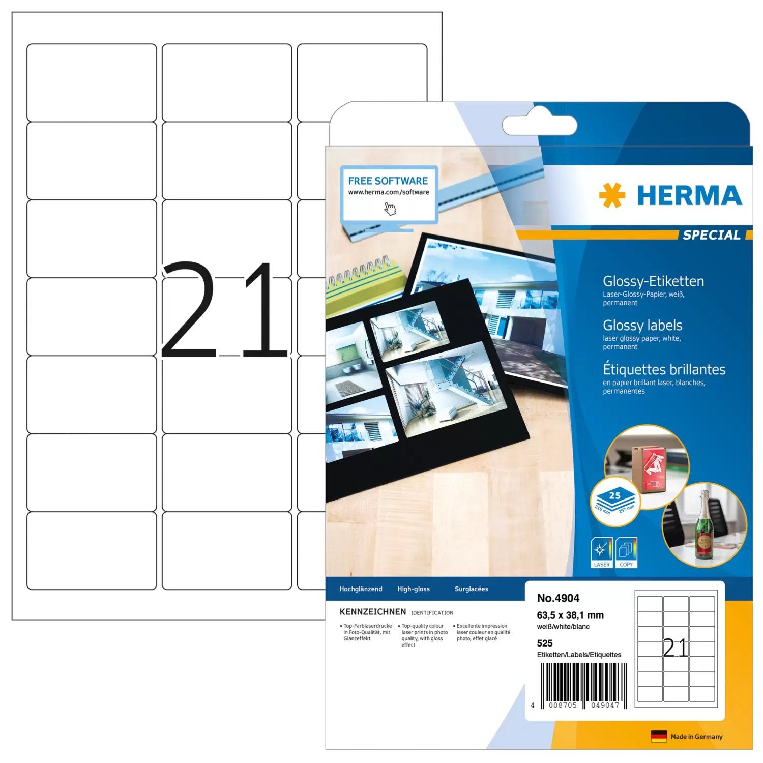 EAN 4008705049047 - HERMA 4904 etiqueta de impresora Blanco Etiqueta para impresora autoadhesiva imagen 1