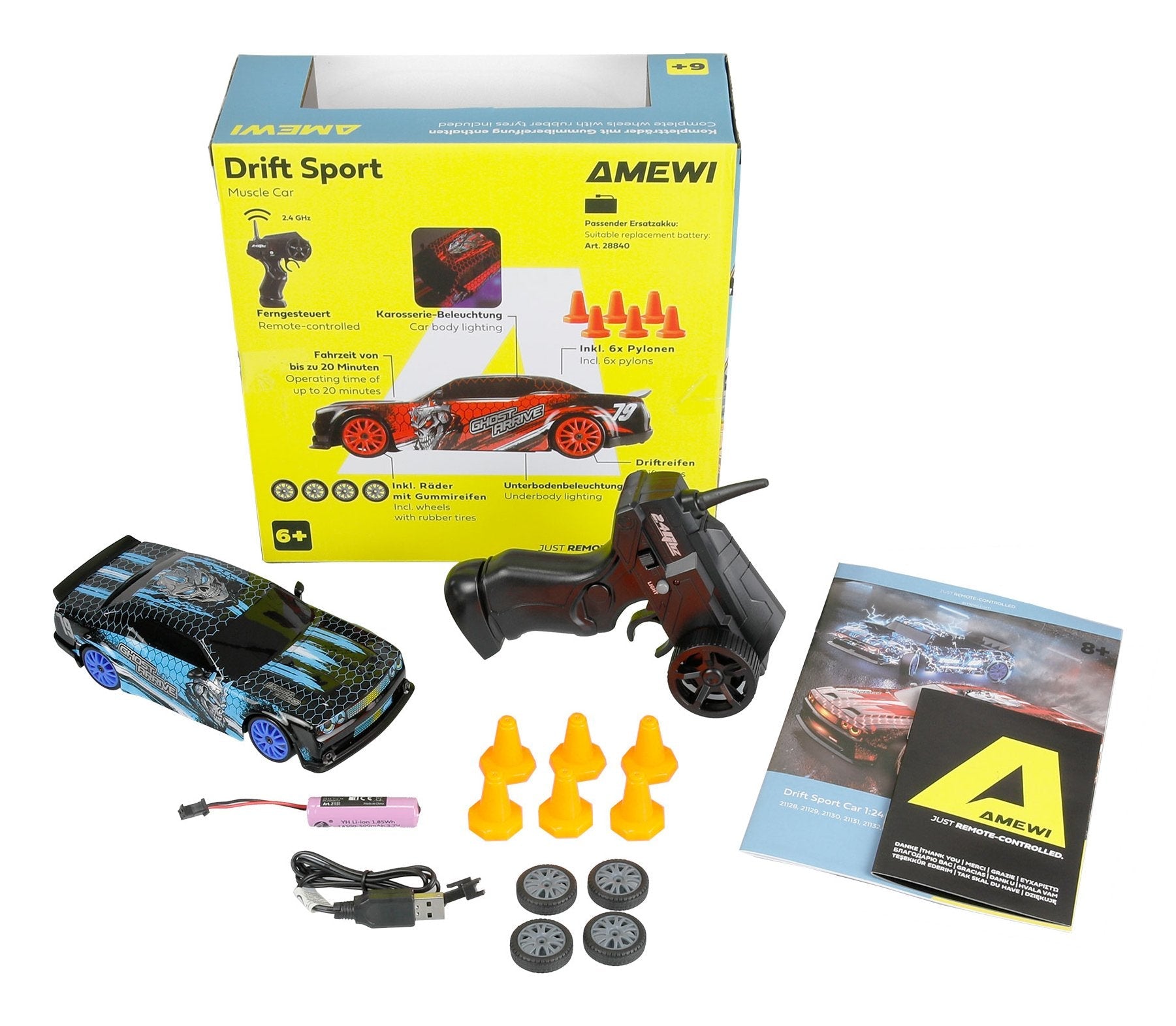Amewi Drift Sport Muscle Car 4wd 1:24 Rtr Azul 6+