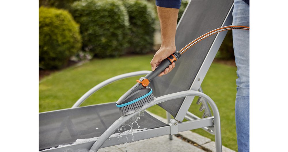 Gardena Cepillo De Mano Cleansystem M Suave, Cepillo De Lavado Gris/Turquesa, Banda De Plástico Suave En Todo El Perímetro 18842-20