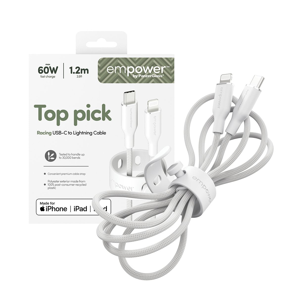 Panzerglass Empower 60w Usb-C To Lightning Usb 2.0 1.2m White