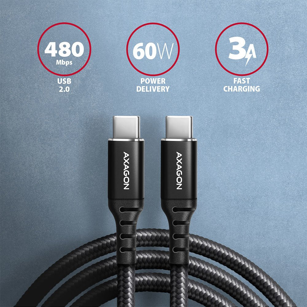 Cable Axagon Bucm-Cm20ab Usb 2 M Usb 2.0 Usb C Negro