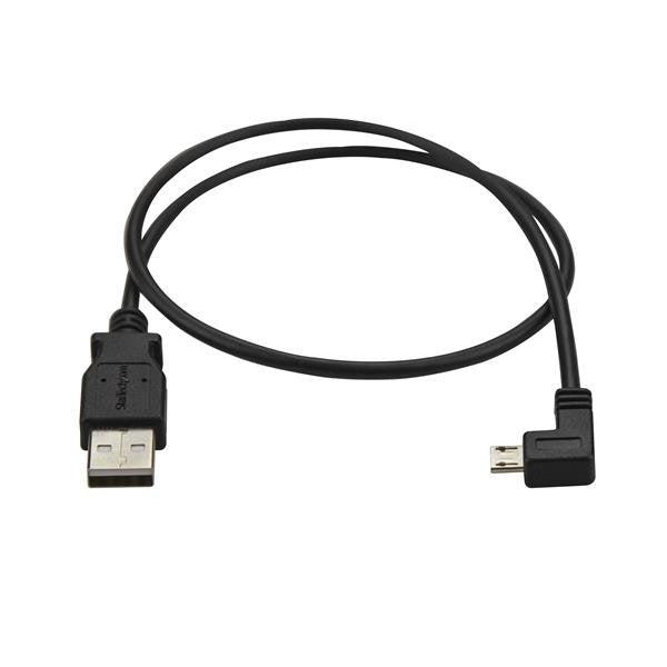 Startech.Com Cable De 0,5m Micro Usb Acodado A La Izquierda Para Carga Y Sincronización De Smartphones O Tablets