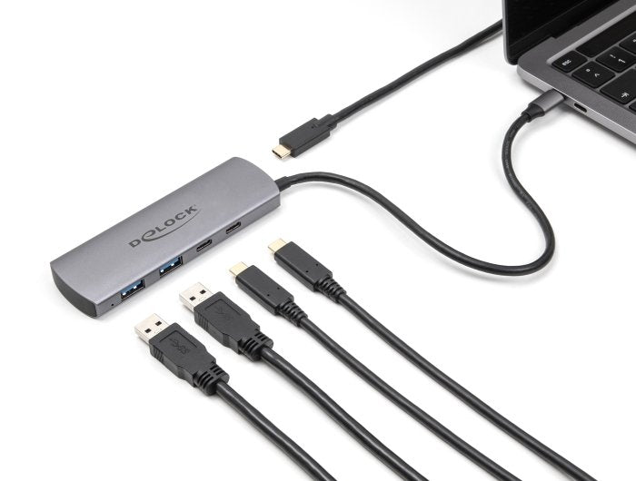 Delock Usb 10 Gbps 2 Port Usb Typ-A + 2 Port Usb Type-C Hub Mit Usb Type-C Anschluss Und Zustzlicher Strombuchse