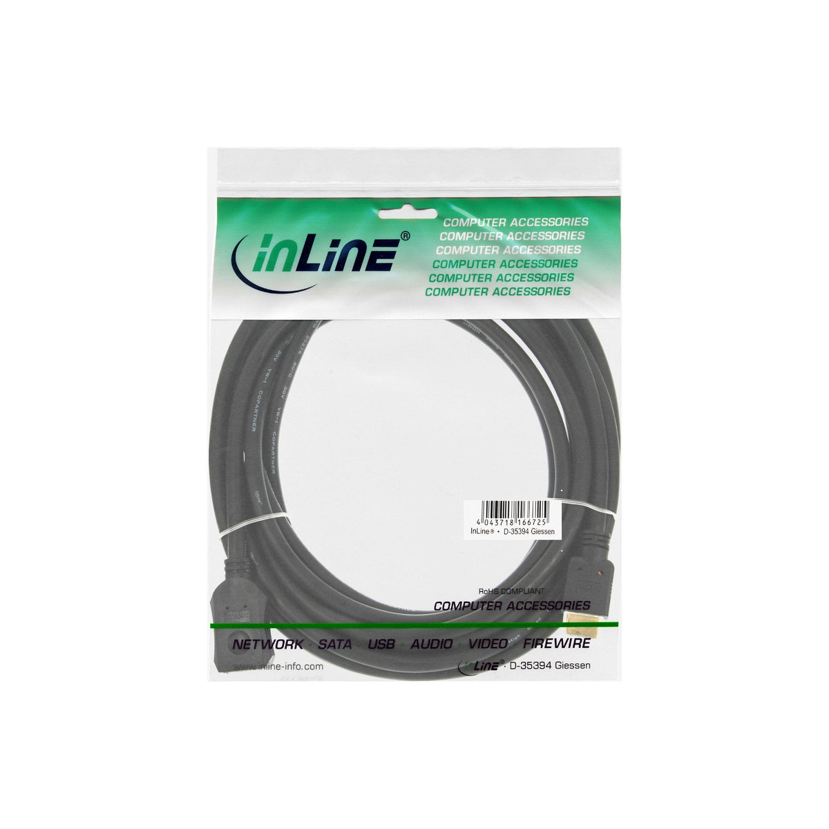 Cable Inline Hdmi Cable De Macho A Hembra Negro 2m