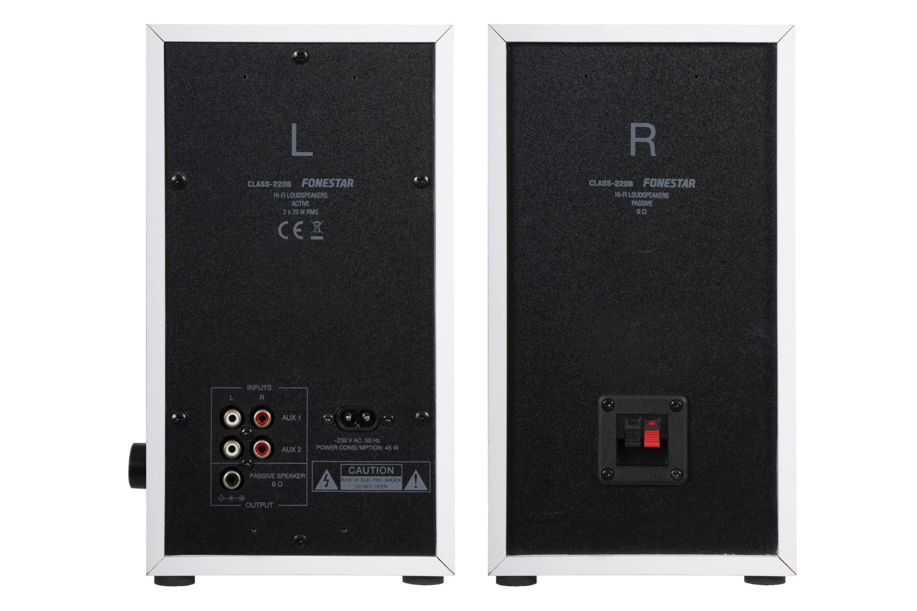 Altavoces Activos 2.0 Fonestar Class-220b Blancos 2*Rms 45w 60-20000hz Entradas 2*Línea Aux 2*Rca Receptor Bt 5.0 Mando A Distancia