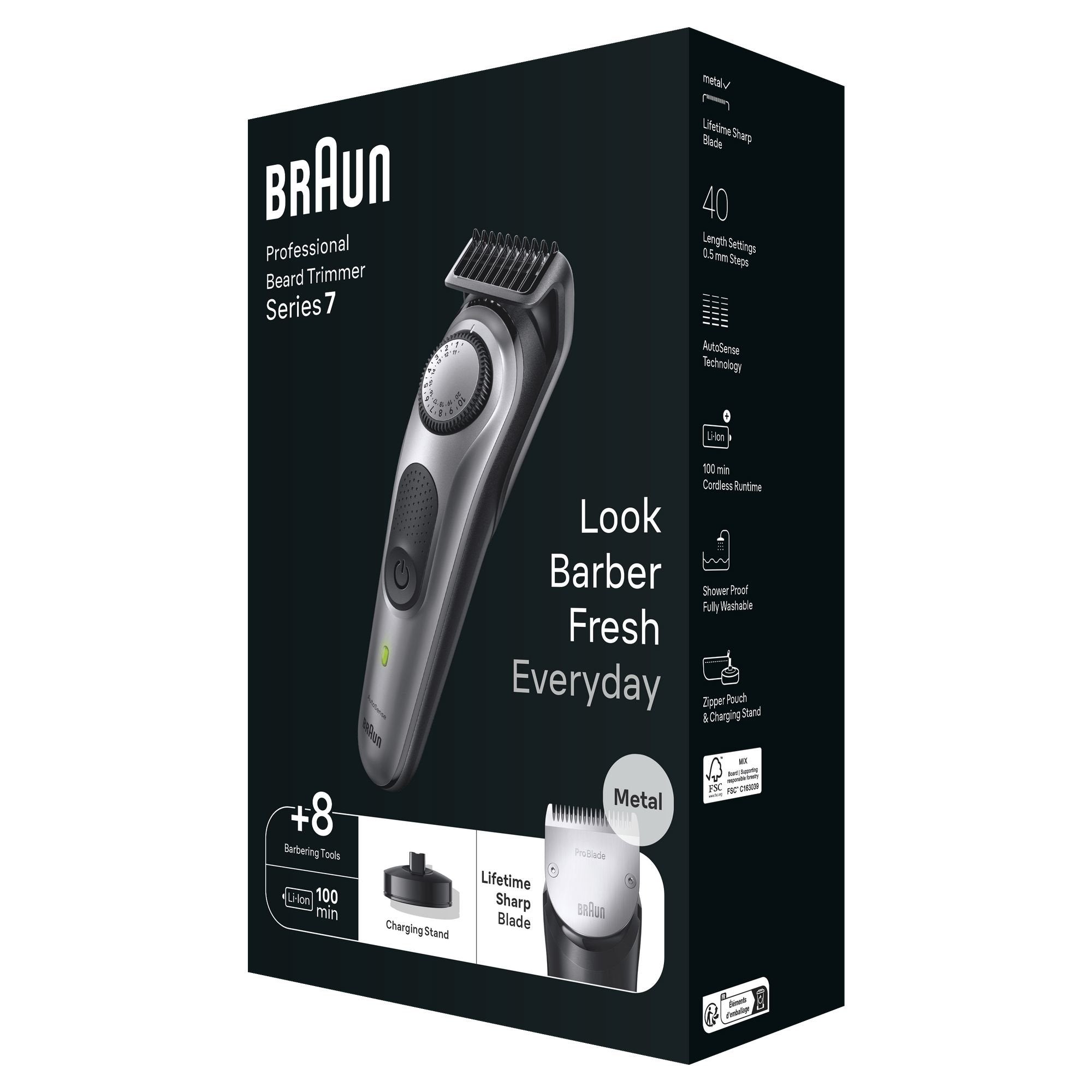 Braun Bt7420, Cortapelo Para Barba Gris