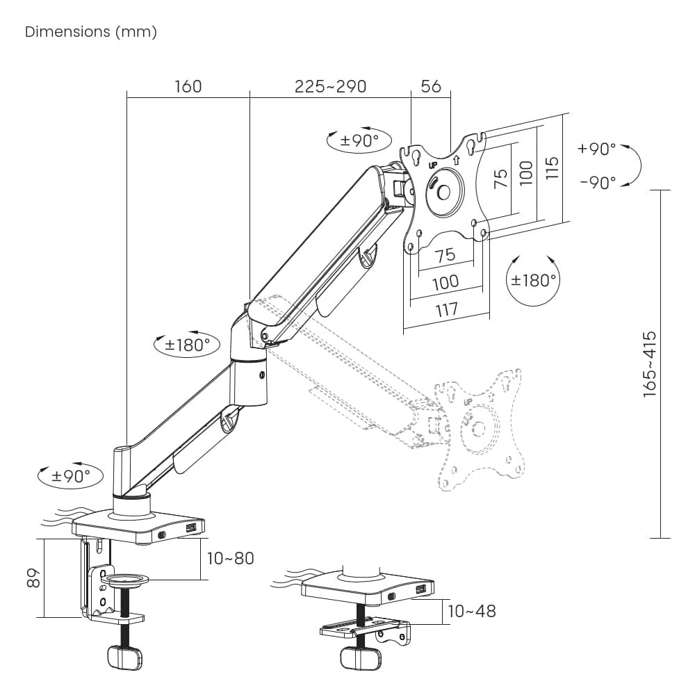 EAN 8716309135375 - Gembird MA-DA1U-01 soporte para monitor 81,3 cm (32") Escritorio Negro imagen 5